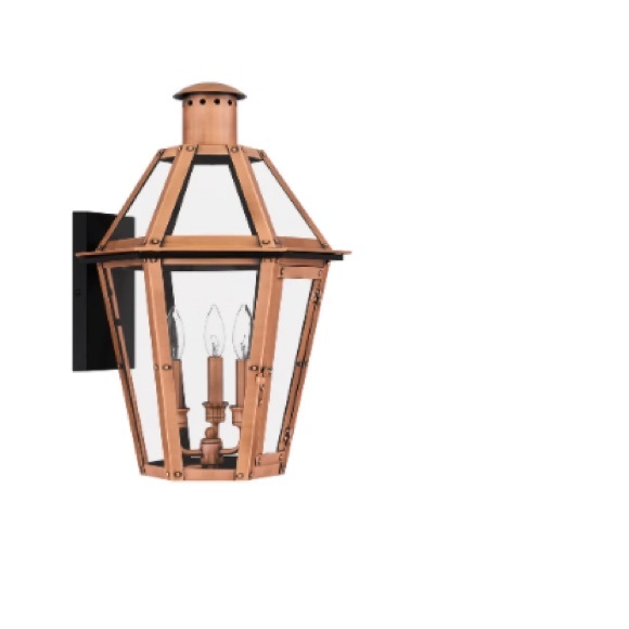 Quoizel Burdett 3-Light Aged Copper Outdoor Wall Lantern - Picture 9 of 10